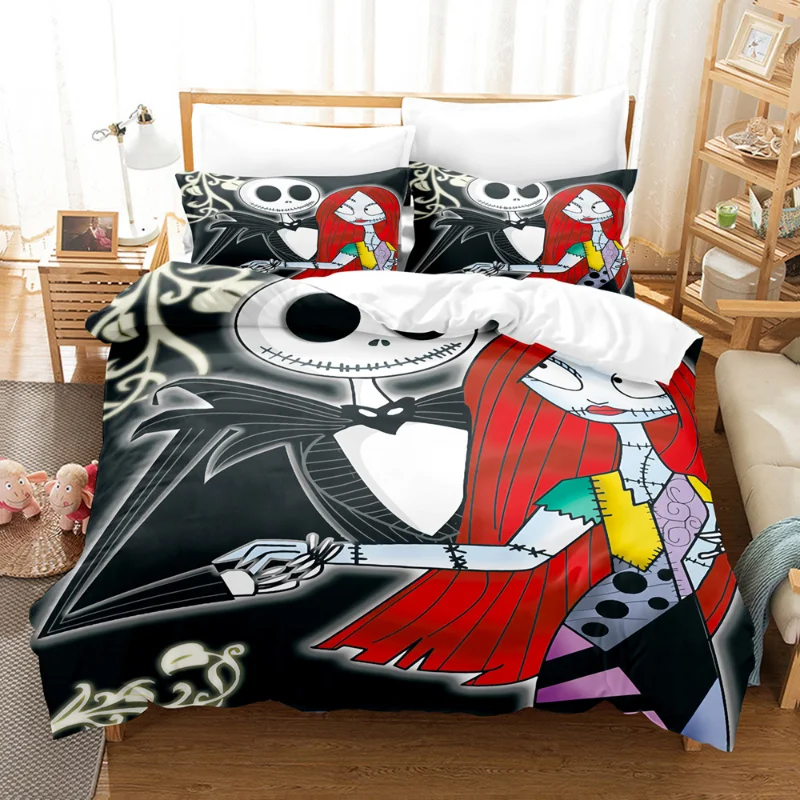 thumbnail image 1 of Juego de ropa de cama de pesadilla antes de Navidad, funda de edredón de Jack Skellington, funda de almohada de Anime, decoración de Halloween, Spead, dormitorio, 1 of 5