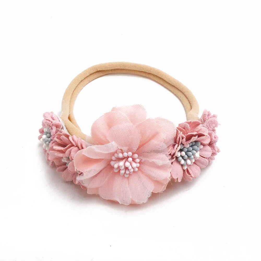 custom baby accessories Artificial Flower Baby Headband for Girls Nylon Hairband Soft Infant Kids Traceless Hair Accessories Toddler Bangdage baby stroller mosquito net