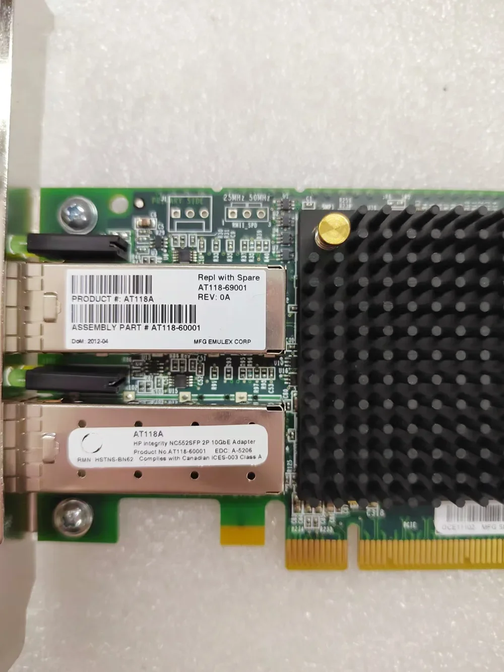 오리지널 10GB 2 듀얼 포트 NC552SFP HP 서버용 615406-001 614201-001 614203-B21 AT118A oce1110 10G 광섬유 네트워크 카드