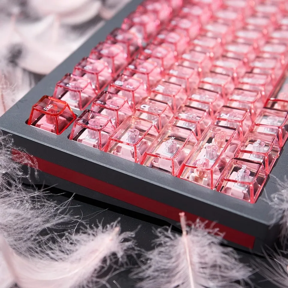 Cap, Ágata Rosa, Keycap transparente, acessórios de teclado mecânico, Rainy75