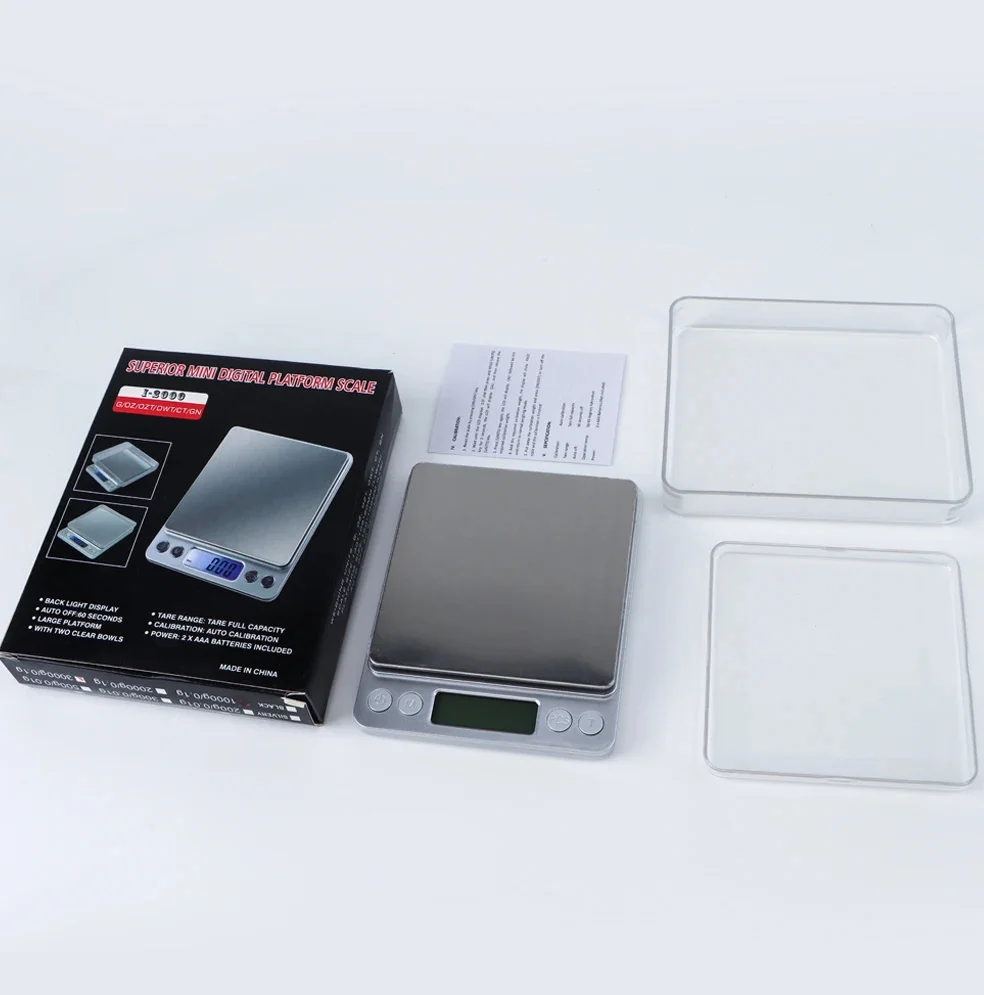 Kitchen Scale Digital Scale Jewelry Scale Weighing Tools 3Kg/500G 0.1g/0.01g Digital Kitchen Scale Precision Scales Jewelry Weighing for Food Diet Postal Balance Measuring LCDElectronic