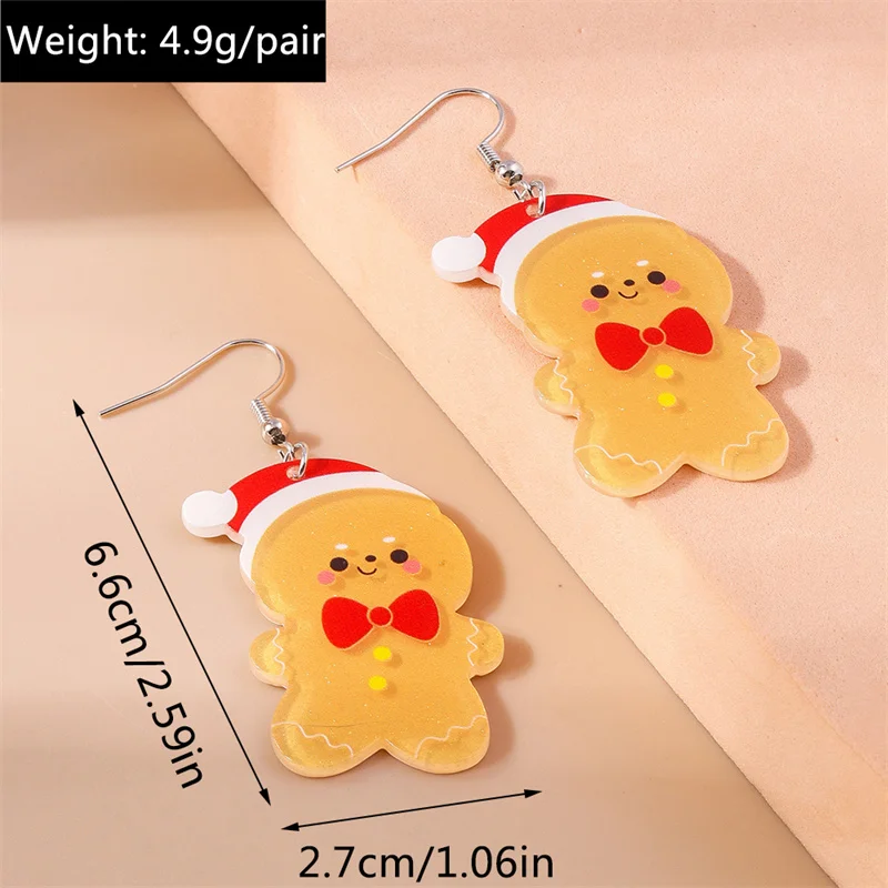 Leslie Acryl Niedliche Weihnachtsohrringe Weihnachtsmann Rentier Zuckerstange Schneemann Weihnachtsbaum Charm-Ohrringe Frohes Neues Jahr Schmuckgeschenke – Detail 25