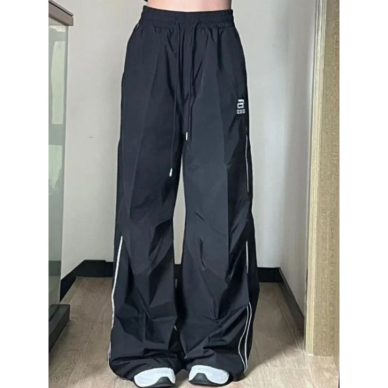 

Черные широкие парашютные брюки женские винтажные в стиле 90-х, повседневные брюки большого размера, женские модные уличные брюки Gorpcore в стиле Харадзюку