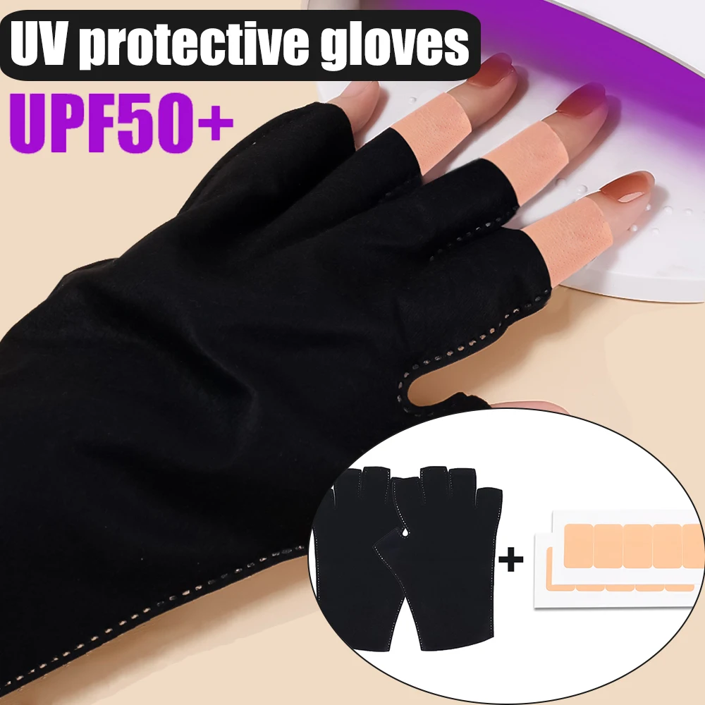 Disposable Black Nail Art Uv Protection Gloves Nail Art Gel Led Lamp