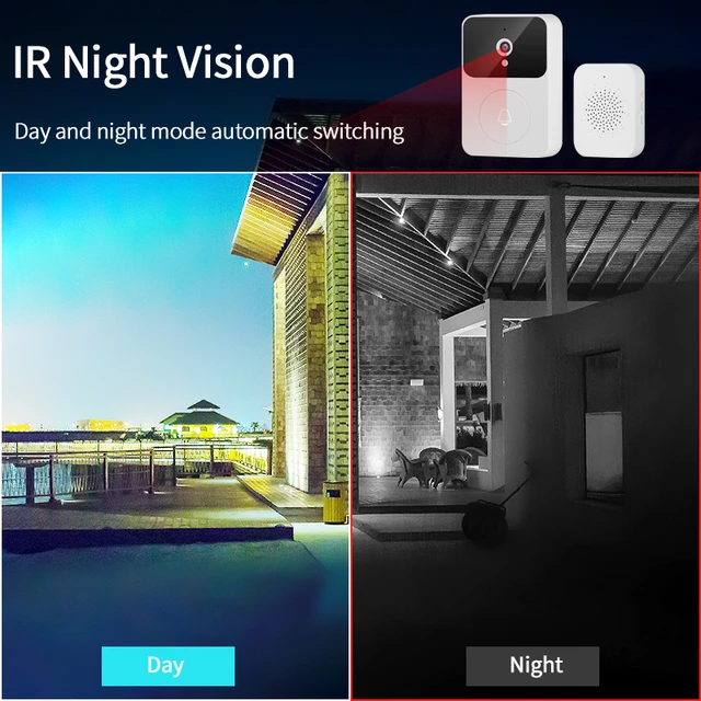 Sonnette sans fil intelligente avec caméra, sonnette de porte vidéo HD,  vision nocturne, étanche, WiFi, extérieur - AliExpress