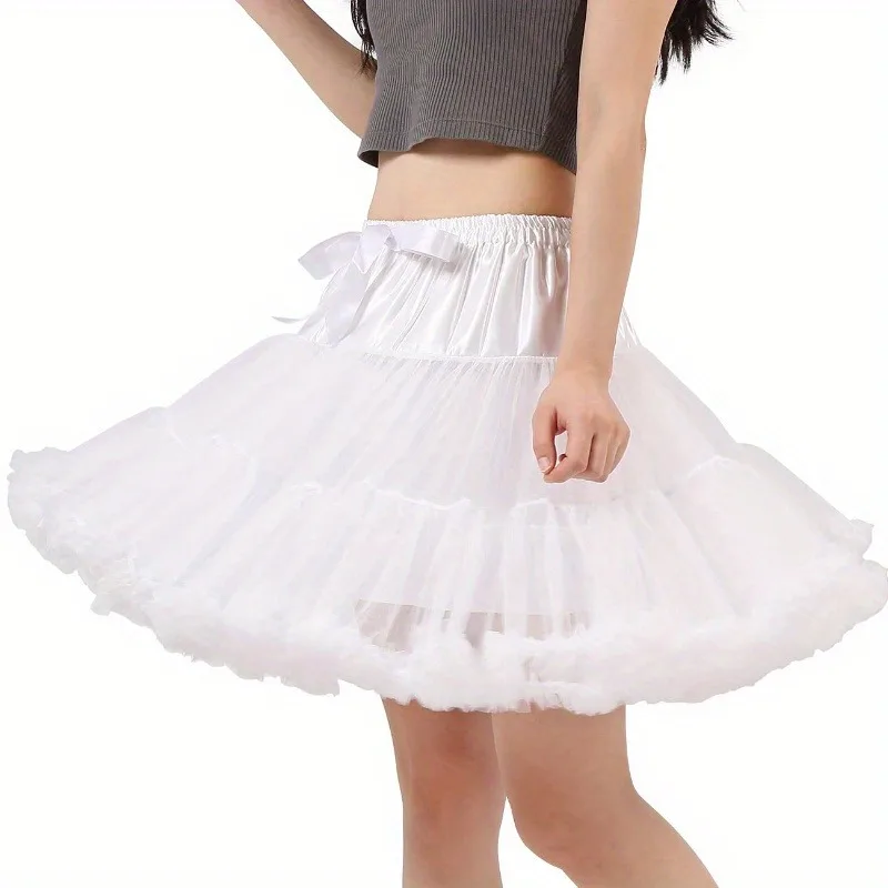 Women's Elastic Chiffon Petticoat Puffy Tutu Tulle Skirt Princess Ballet Dance Pettiskirts Underskirt Multi-Layer