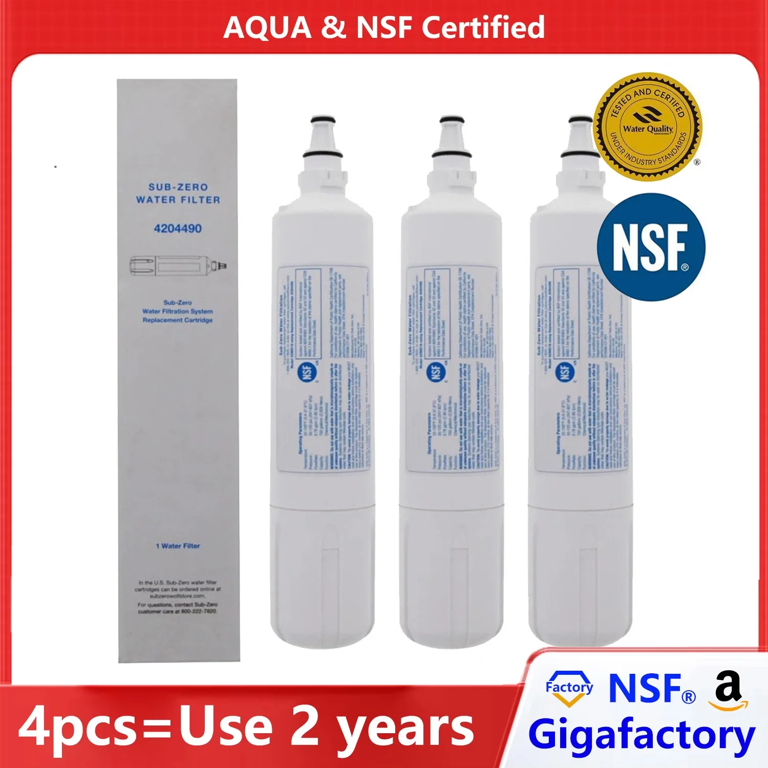 NSF Certified Refrigerator Water Filter Fits Built-In, PRO48, and Integrated Refrigerators, Sub-Zero 4204490, 4290510, F1000