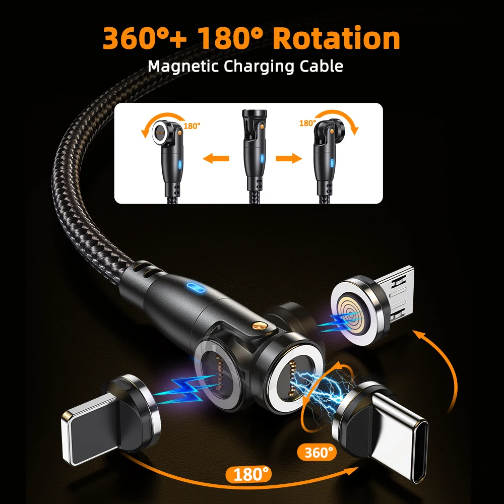 Enhanced Title: AUFU 100W Magnetic USB-C Fast Charging Cable with 540-Degree Rotation