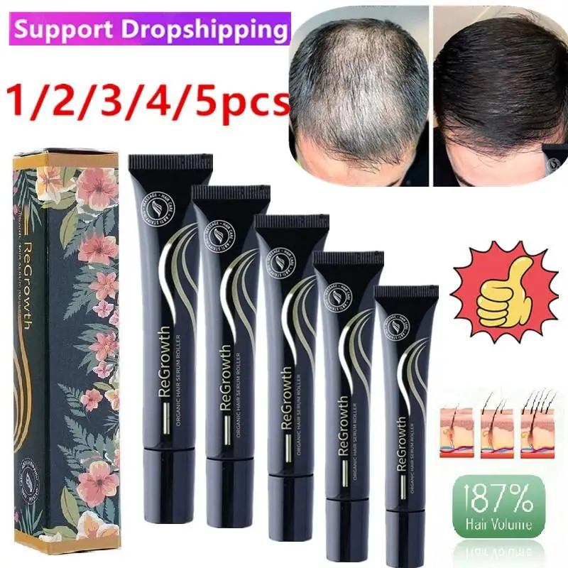 1/2/3/4/5PCS Regrowth Organic Hair Serum Roller Set Hair Care Anti Stripping Liquid For All Types Of Hair Loss Scalp Nourishing