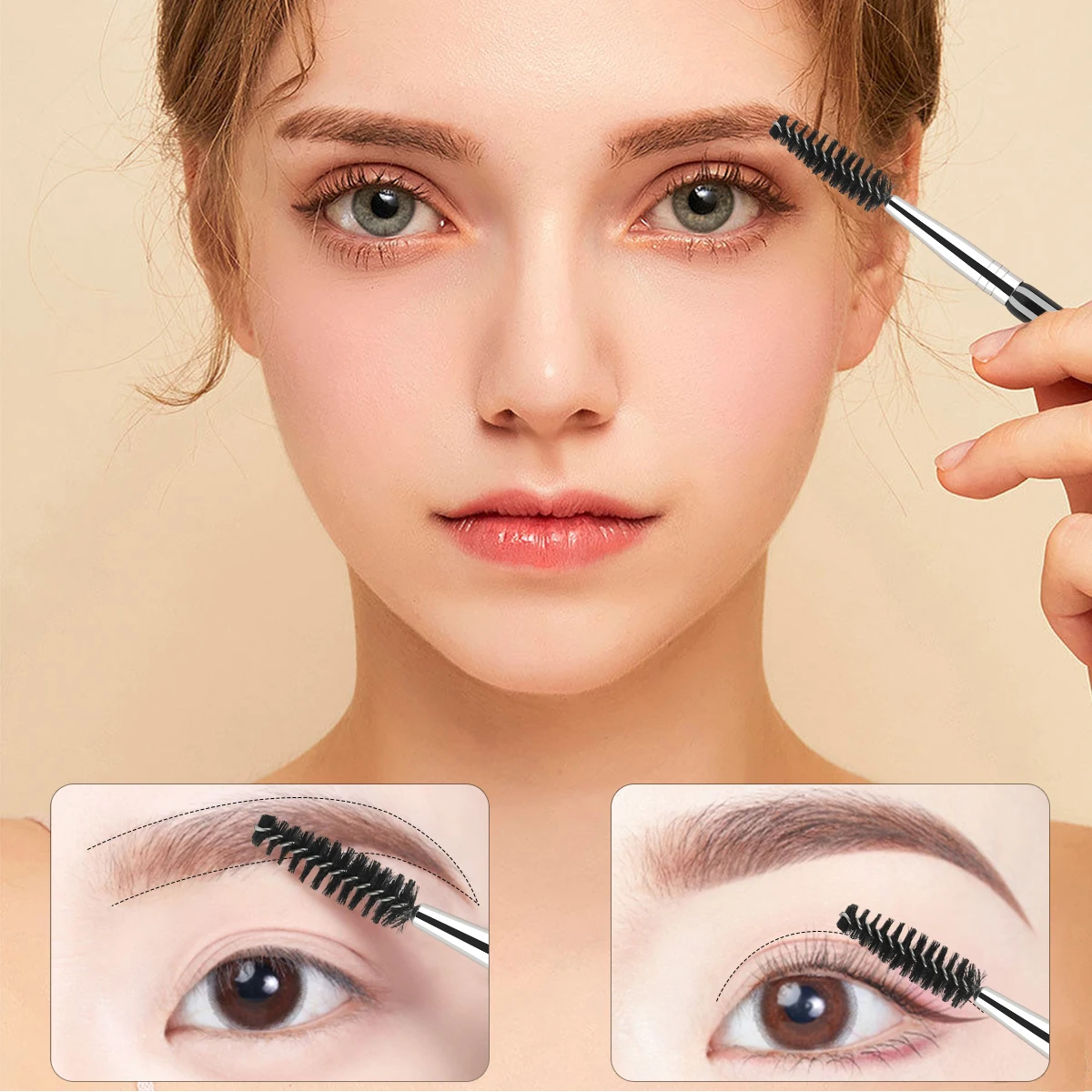 Eyebrow Brush Eyelash Comb makeup brushes Dual Ended Angled brush Spoolie brush 2 in 1 Lash eyebrow brush set makeup tool 6