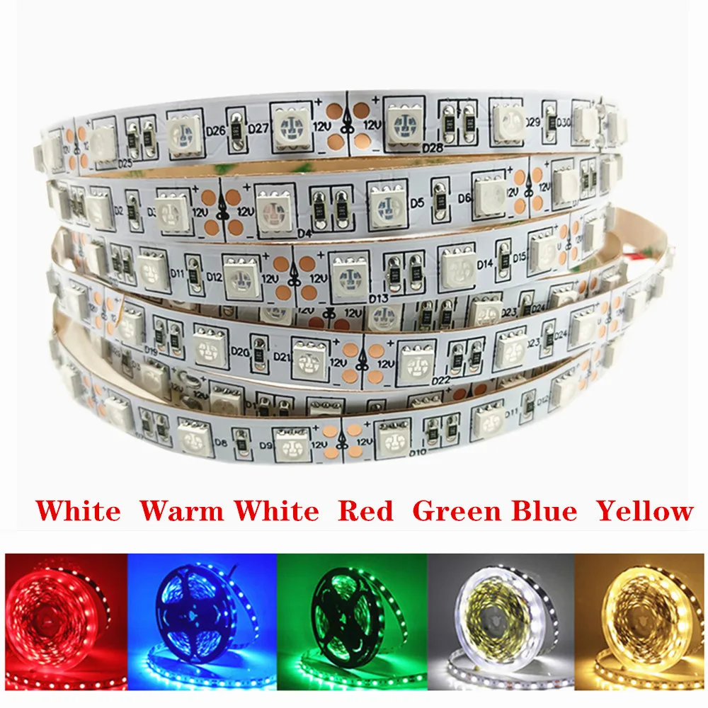 

5M Led Strip 5050 Rgb Tape 5V 12V Waterproof White Light For Room Decoration Kitchen Ribbon Outdoor Lighting Cabinet