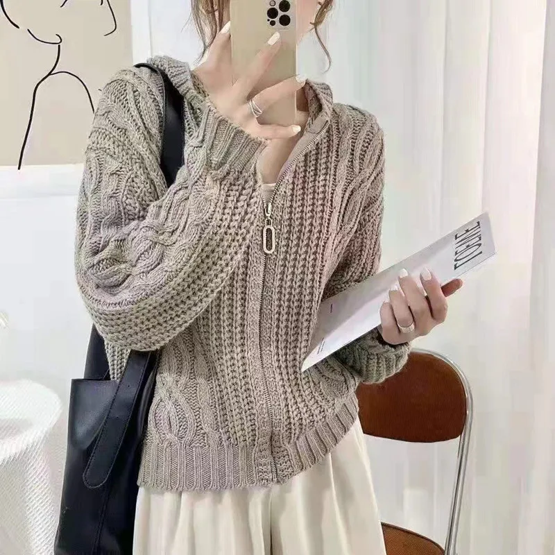 All-match Cardigan Women Long Solid Color Pockets Simple Warm Comfortable Autumn Fashion Elegant Korean Style Streetwear Female green sweater Sweaters