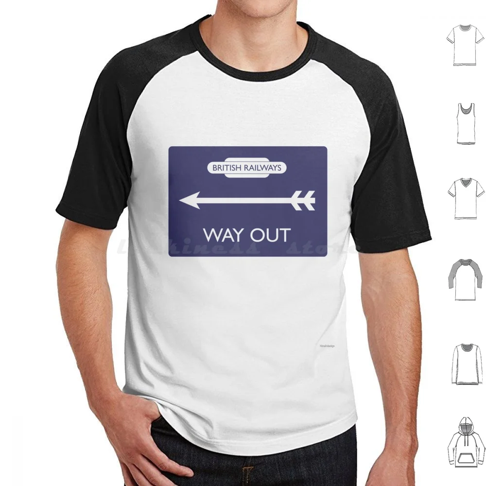 Way Out Railway Sign British Rail Totem T Shirt Big Size 100% Cotone Way Out Railway Sign Totem Hotdog Regions Treni