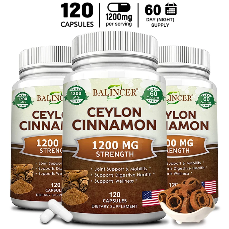 Ceylon Cinnamon Capsules Supports Healthy Blood Sugar Levels Blood Circulation and Joint Mobility Maintains Metabolism