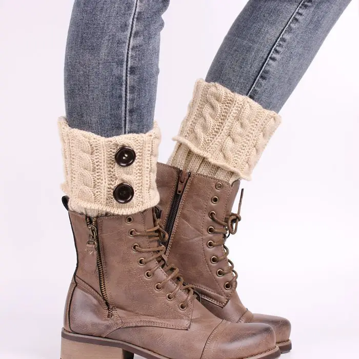Fried Dough Twists wool socks Solid Color Women Crochet Boot Leg Warmers Boot Cover Keep Warm Socks Toppers Gaiters leg warmers fur leg warmers