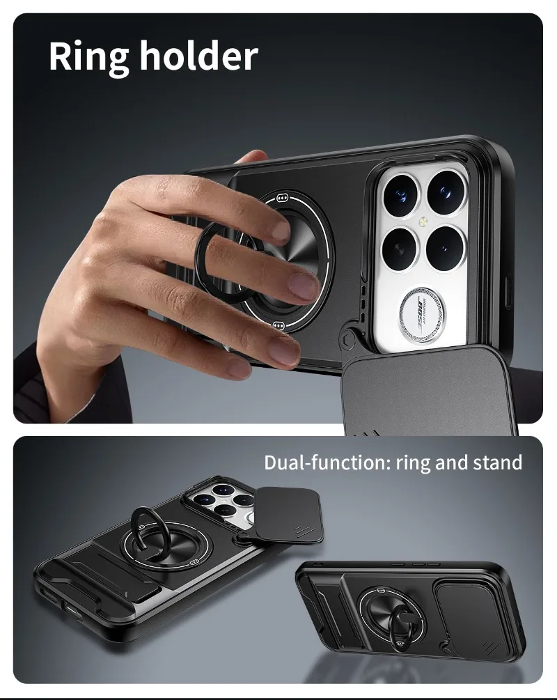 Shockproof Armor Protective Case with Magnetic Ring Holder and Magsafe Compatibility