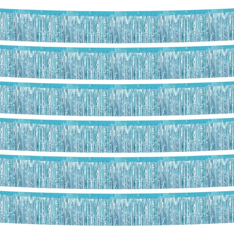 

10 Feet Light Blue Foil Fringe Garland Metallic Tinsel Streamers Banner Wall Hanging Birthday Wedding Baby Shower Decorations