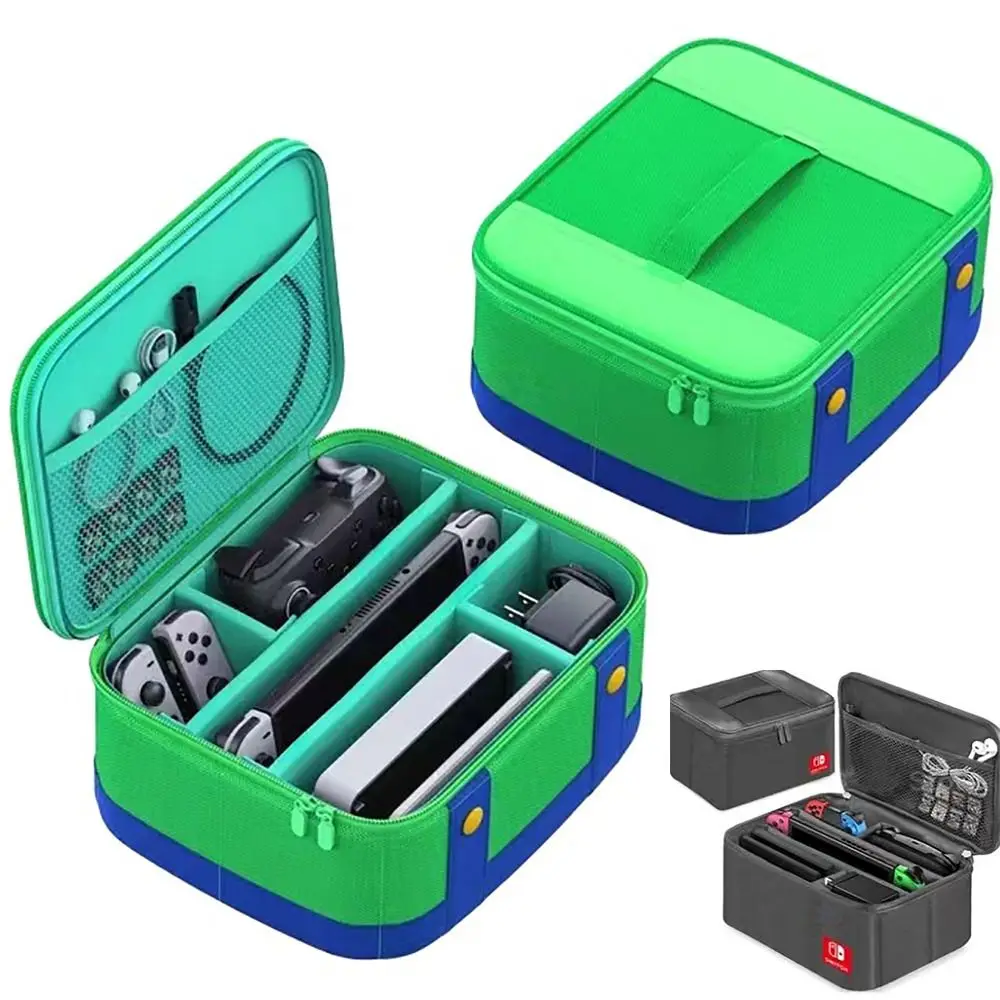 Nova Bolsa Protetora de Grande Capacidade, Resistente a Impactos, Portátil, em Nylon, para Acessórios de Jogos Nintendo Switch OLED