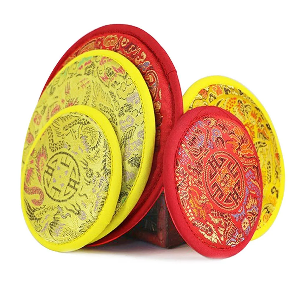 2 Pezzi Buddha Sound Bowl Cushion Tibetan Singing Pad Mat Pillow Mats Pads