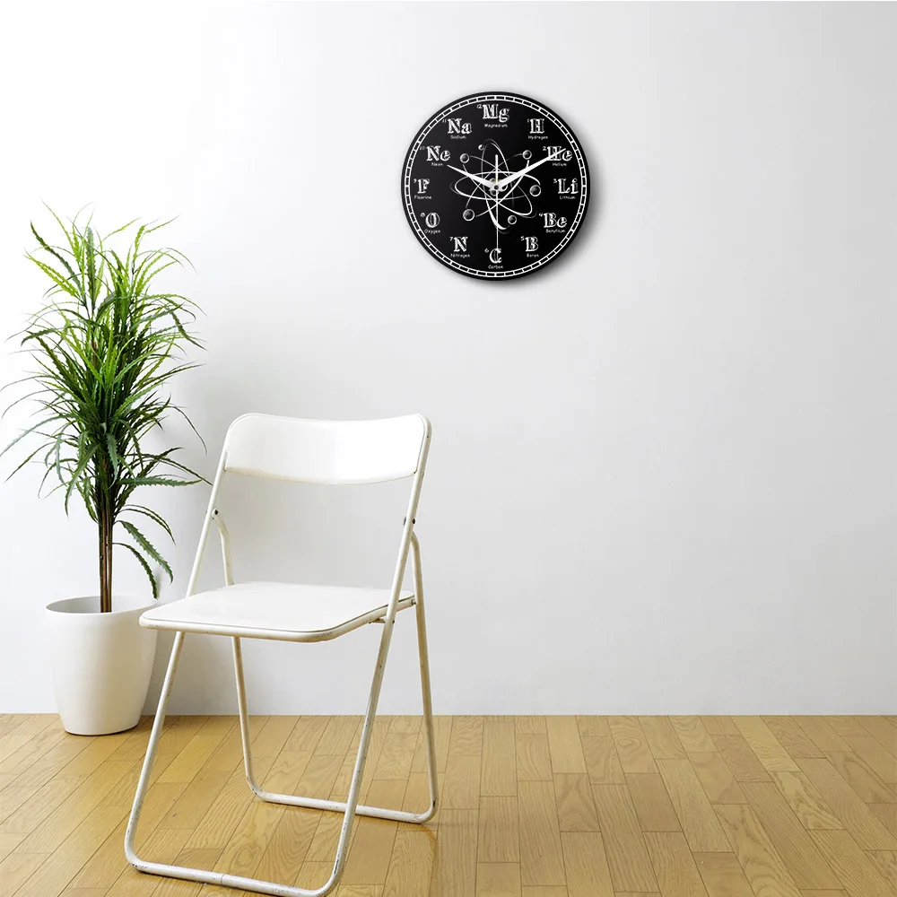 Chemical Symbols Wall Clock Periodic Table Chalkboard Chemistry Teacher’s Wall Clock Modern Wall Clock Classroom Wall Art Decor 6