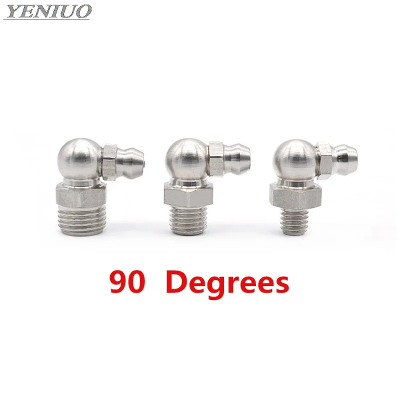 10 Pezzi Raccordo A Boccarda Per Ingrassatore, Filetto Maschio 1/4-28, In Acciaio Inox, Testa Esagonale - copertina