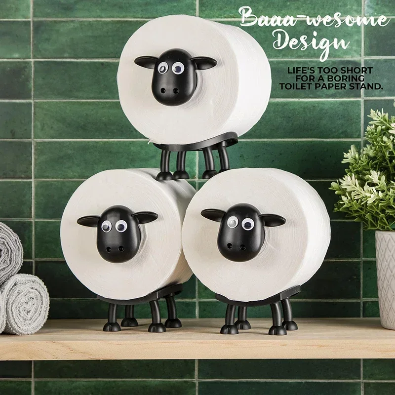 Cartoon Cute Sheep toilet paper holder Fun toilet paper holder Separate bathroom set Black Sheep roll Cute bathroom decor
