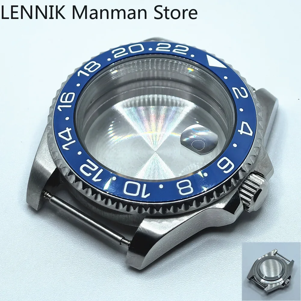 40mm Black PVD Watch Case with Transparent Back Glass