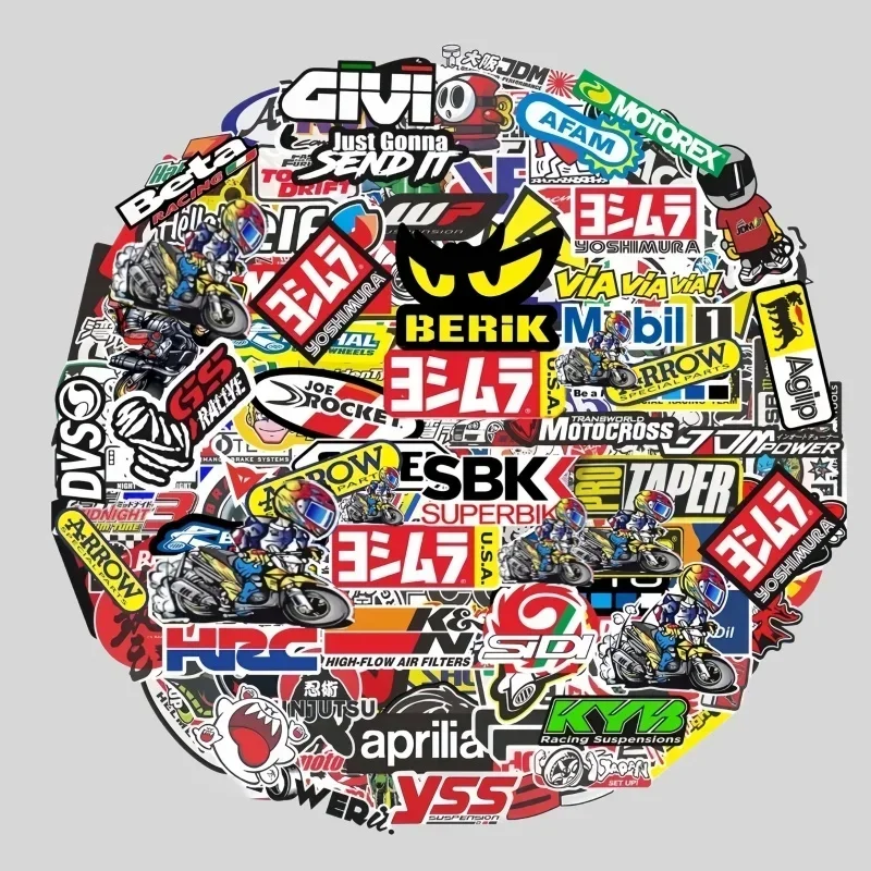 Motorcycle Stickers 40/80 PCS Random For Yamaha Honda Kawasaki Racing Brand DIY PVC Decals Waterproof