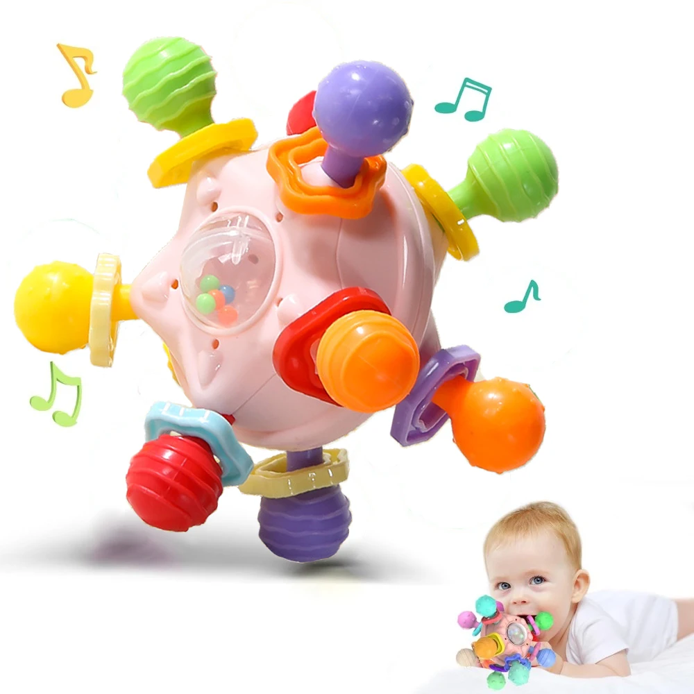 Montessori Baby Sensory Teething Toys Chewable Rattles for 1 Year Old Boys & Girls - Developmental Learning Teether Toys 1