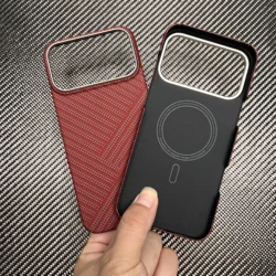 Ultra - Thin Blue Real Carbon Fiber Phone Case - iPhone 18 Pro ( New Red)