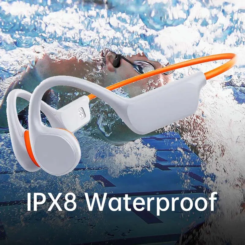  Auriculares de conducción ósea para nadar bajo el agua IPX8  Auriculares impermeables submarinos Auriculares impermeables para natación  Auriculares Bluetooth Conducción ósea Juego de cabezal MP3 Reproductor MP3  con memoria 8G 