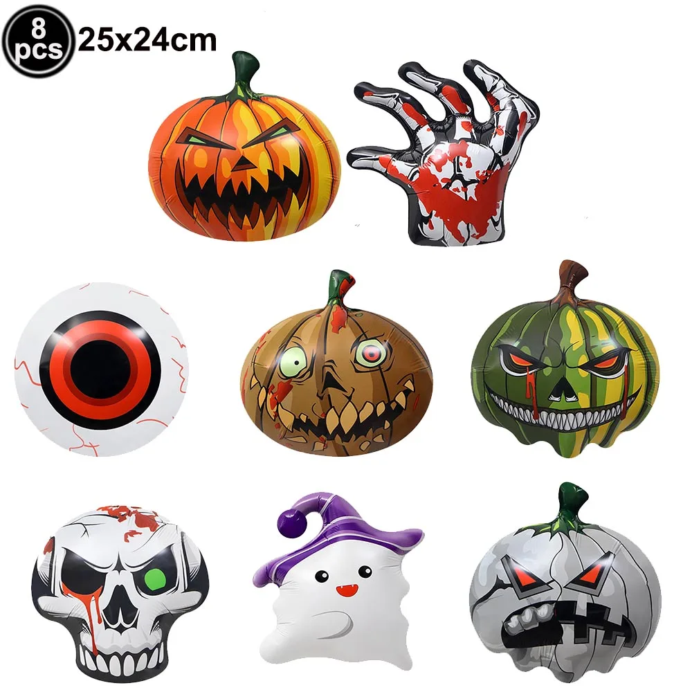 Halloween Folienballon Kürbis Spinne Geist Blut Handabdruck Folie aufblasbare Luftballons Kinderspielzeug Halloween Party Homed Ballon Dekor – Detail 2