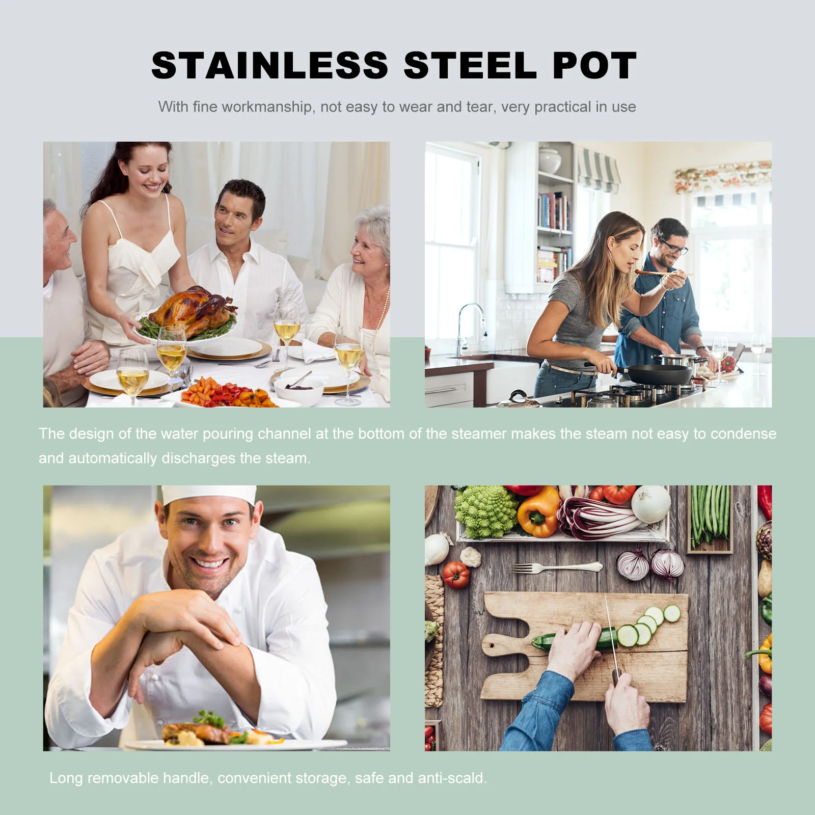 

Stainless Steel Kettle Cooking Noodles Pot Stewed Noodles Pot Cookware Non Magnetic Cooking Cookware Gas cooker used pot hot pot