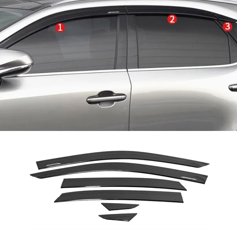 car accessories For Lexus RX 350 350h 450 550 h 2023 2024 2025 black silvery Window Visor Vent Shades Sun Rain 6PCS