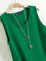 Cotton and Linen Camisole Women's 2023 Summer New I-shaped Sleeveless Knitted Bottoming Shirt Short Outer Wear Loose Top Solid - Image 6