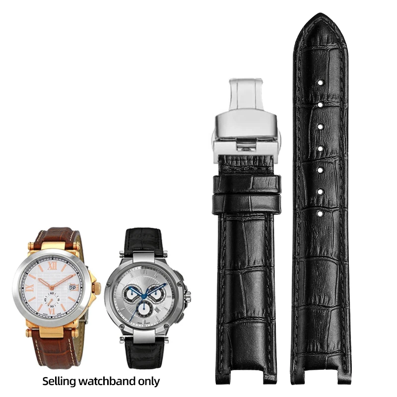 Pulseira de Couro Genuíno para gc Pulseira 22*13 mm 20*11 mm 20*12 mm 16*6.5 mm Entalhado Cinta Withstainless Borboleta Fivela Aço