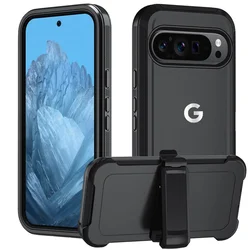 Military - Grade Shockproof Defender Armor Case with Belt Clip - Enhanced Anti - Drop Protection - Google Pixel 8 Pro (Black)