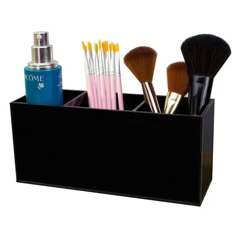 3 Holes Transparent Cosmetic Makeup Acrylic Makeup Brush Tool Storage Box Case Make-up Brush Holder Table Organizer Makeup Tool 3