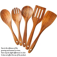 5 ustensiles de cuisine en bois, cuillères en bois, outils de cuisine pour cuisiner et servir, cuillère de cuisine antiadhésive 6