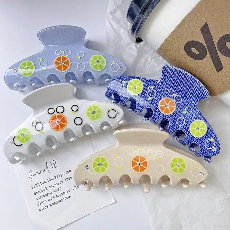 

Korean New Hair Accessories High-Grade Lemon Slice Grab Clip Cute Sweet Color Acetic Acid Hair Claw Fruit Shark Clip Wholesale