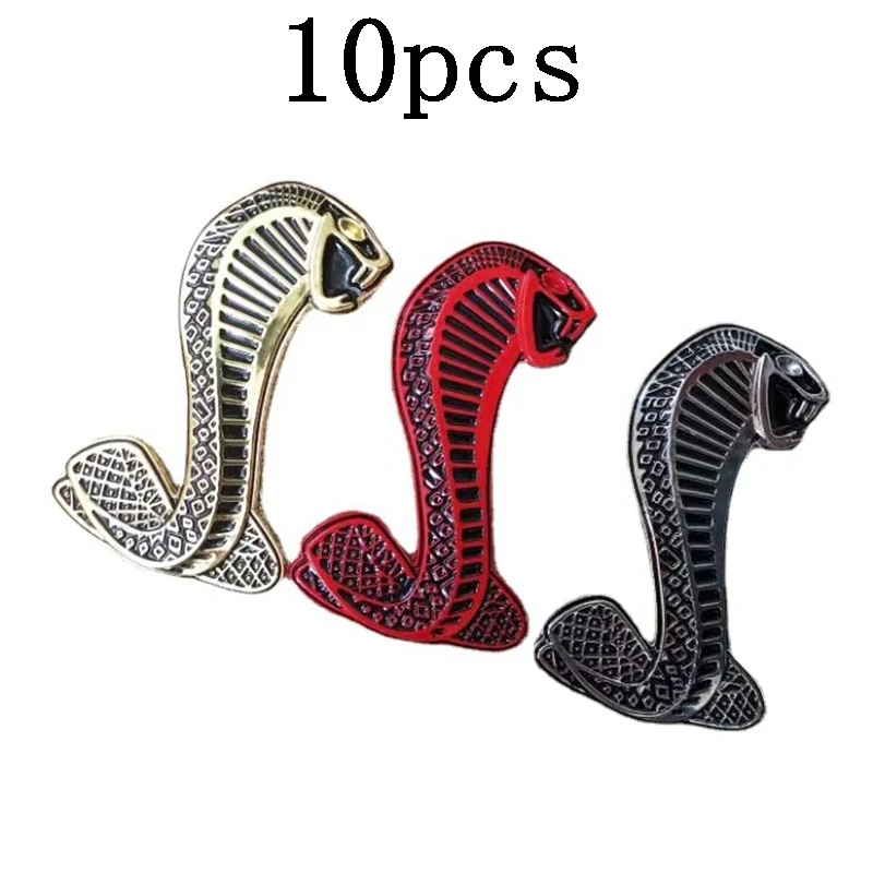 

10pcs 3D Metal Cobra Logo Badge Emblem Car Sticker Decoration Accessories For Ford Mustang Cobra Shelby GT500 GT350