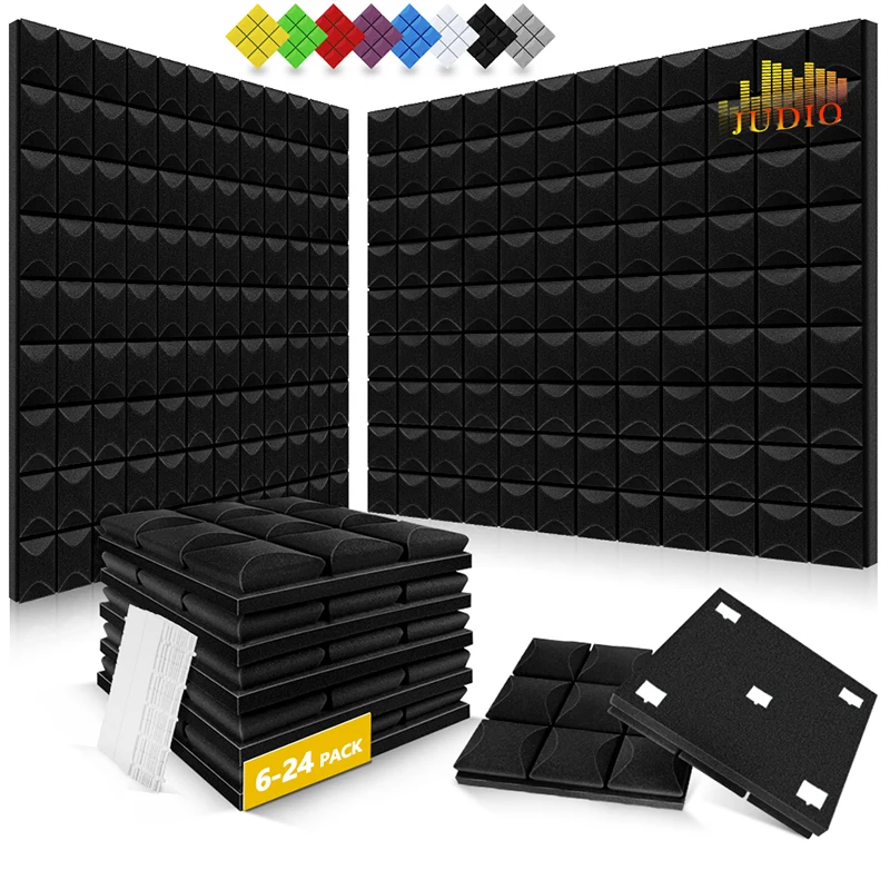 Sound Insulation Wall Panels 6/12/24 Pcs, For Gaming Room Podcast Studio, Wall Sound Insulation Treatment Mushroom Acoustic Foam