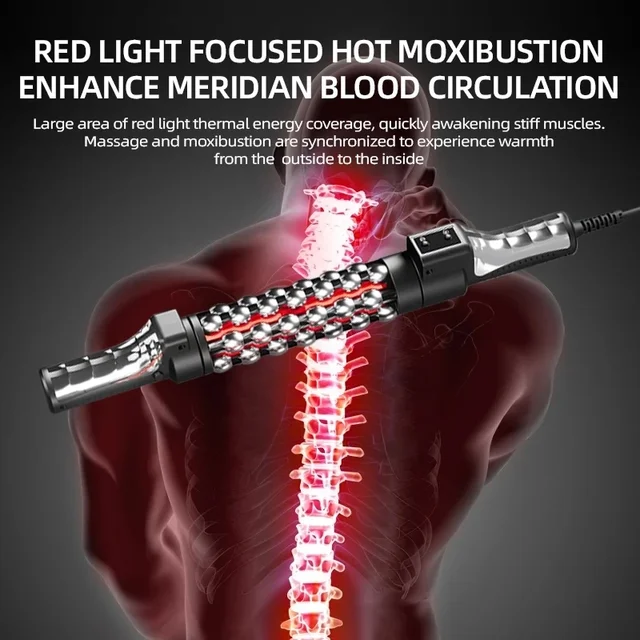 360 Rotating Inner Ball Relaxed Red Light Heated Massage Device Muscle Relaxation Massage Roller For Whole Body Anti Cellulite 5