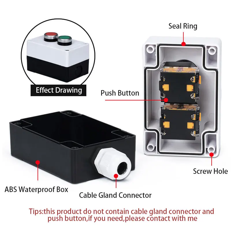 22mm Waterproof Push Button Switch Box One Hole Suit For Control Emergency Stop Rotary Interruptor Yellow/Gray Protection BX1-22