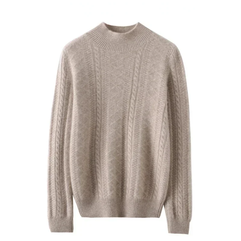 

2023 new Autumn and Winter New Thickened Jacquard Half High Neck Long Sleeve Women's Top Knitwear Loose and Slim Outerwear