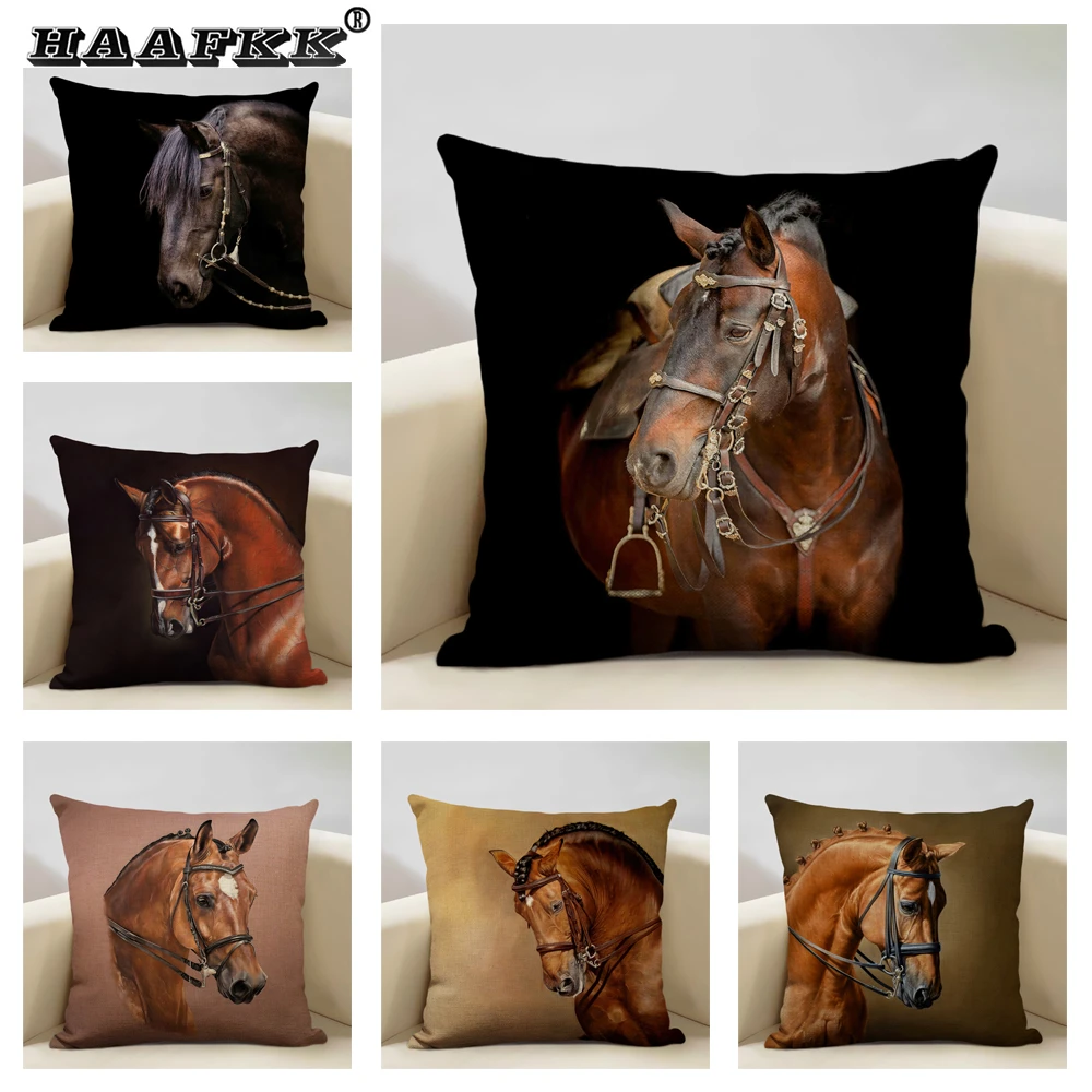 Animal Horse Cushion Cover Beautiful Horse Pattern Sofa Pillow Cover
