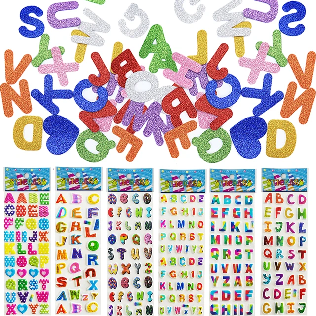 Glitter Crystal Alphabet Self Adhesive Stickers ABC A-Z Letter Words Sticker