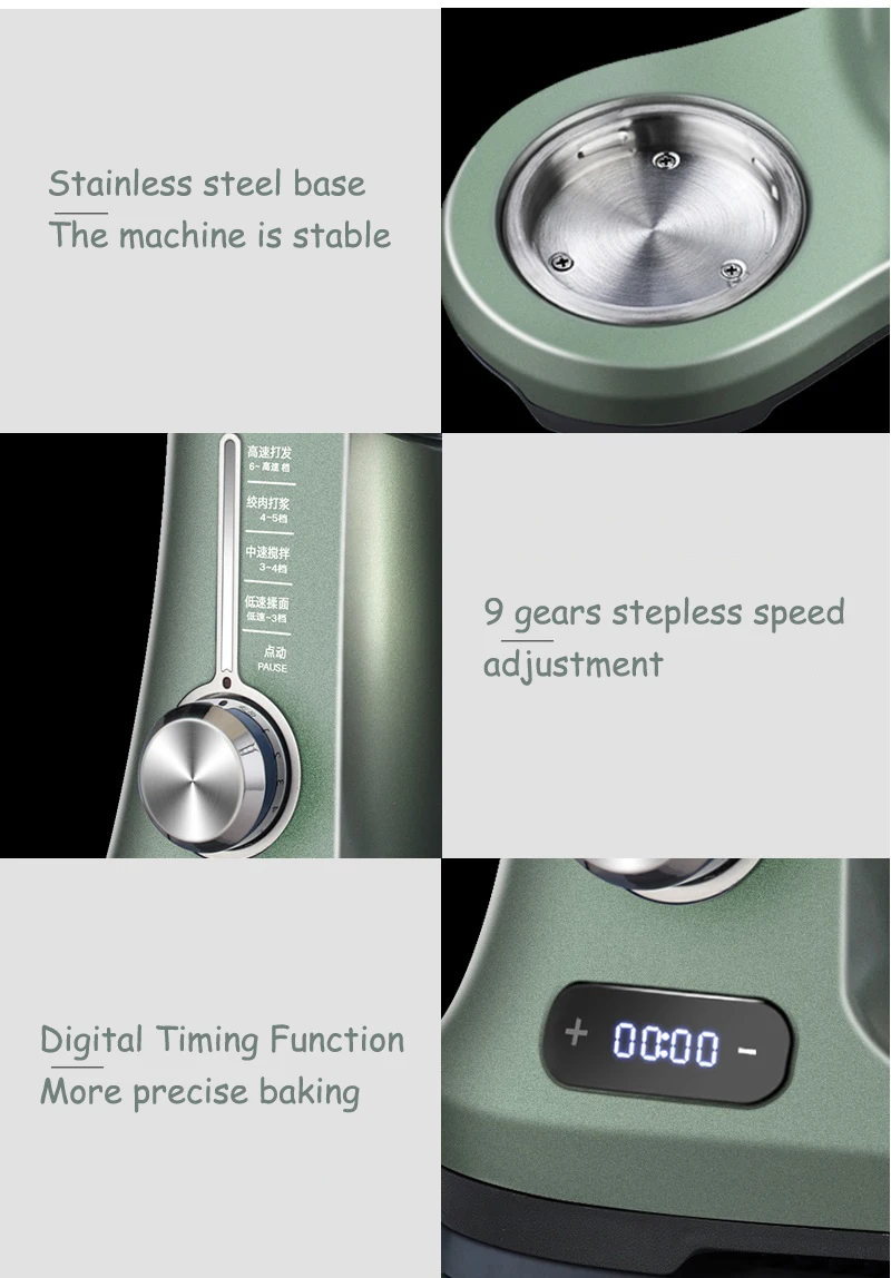 X7 Tilt-Head Electric Stand Mixer Professional Grade Chef Machine 7L 800W 304 Stainless Steel Frequency conversion  With 9 Gears