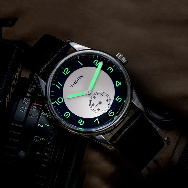 THORN SHY021 Men Watch 37.8MM Quartz Movement Sterile Dial K1 Glass 5ATM Luminous Hand Clock for Man Retro Wristwatch 5