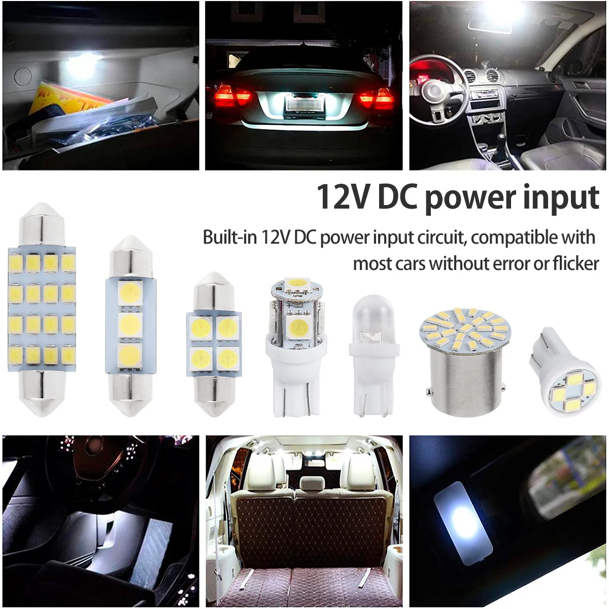 42Pcs LED Car Interior Lights T10 6000K SMD LED Replacement License Plate/Reading Light Bulbs Xenon White Interior Light Bulbs